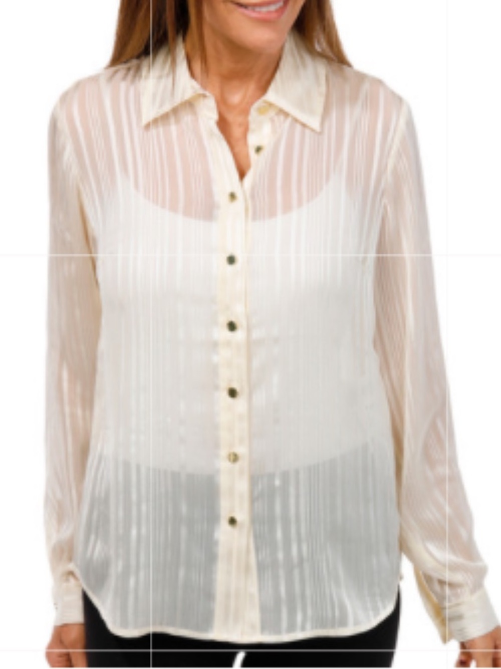 NWT Nine West Long Sleeve Metallic Stripe Top Sizes S, M, L & XL